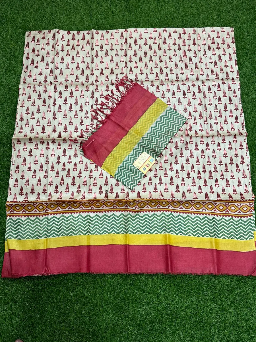 Pure Handloom Tussar Silk Dress Materials | Top & Dupatta Only